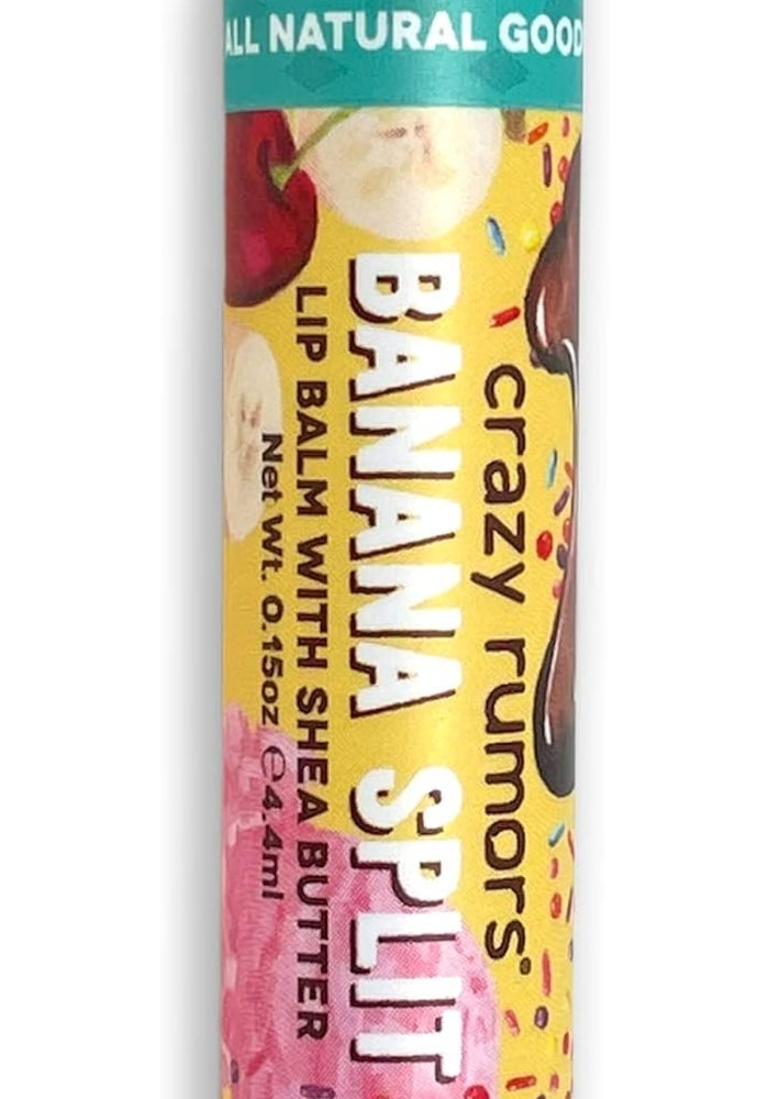 Crazy Rumors Banana Split Lip Balm - 100% Natural, Vegan, Plant-Based, Made in USA (0.15 oz) - Image 1